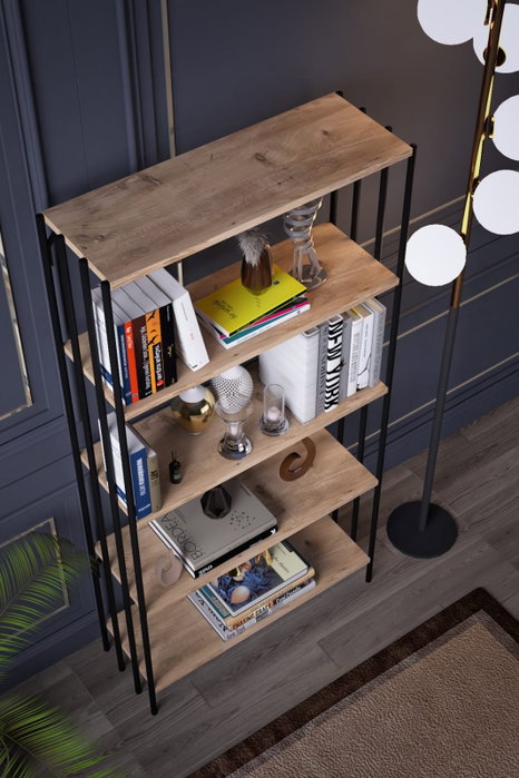 Hanah Home Verona Estantería Negro y Pino Atlántico Hanah Home Verona Estantería Negro y Pino Atlántico